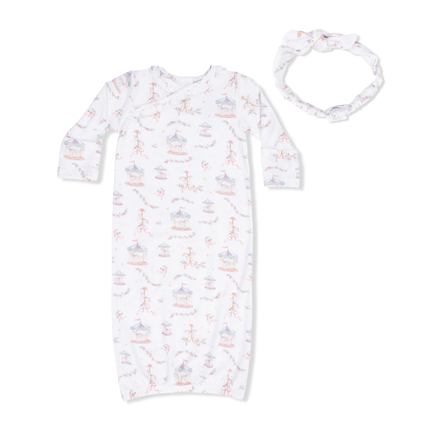 Carousel w. bows kimono gown & knot headband