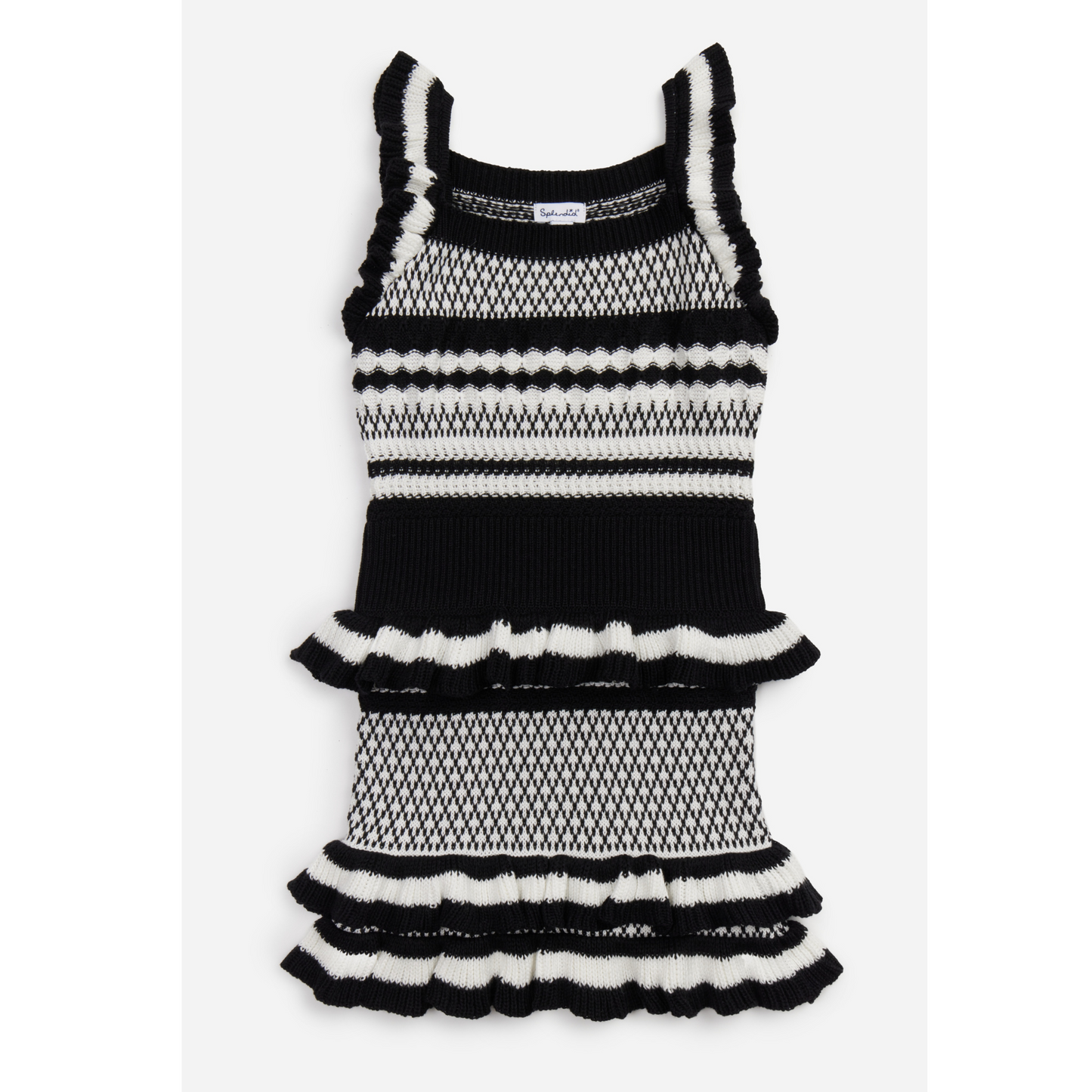Ruffle sweater dress - black/white
