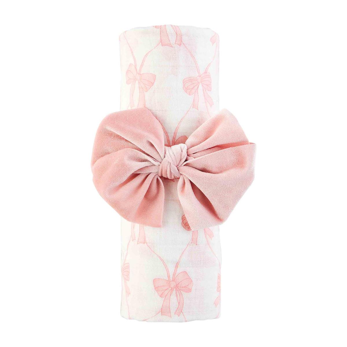 Bow swaddle and headband set