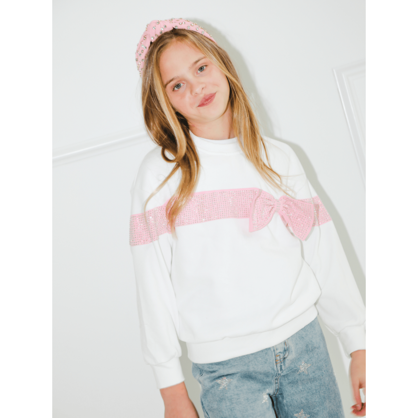 Crystal bow sweater