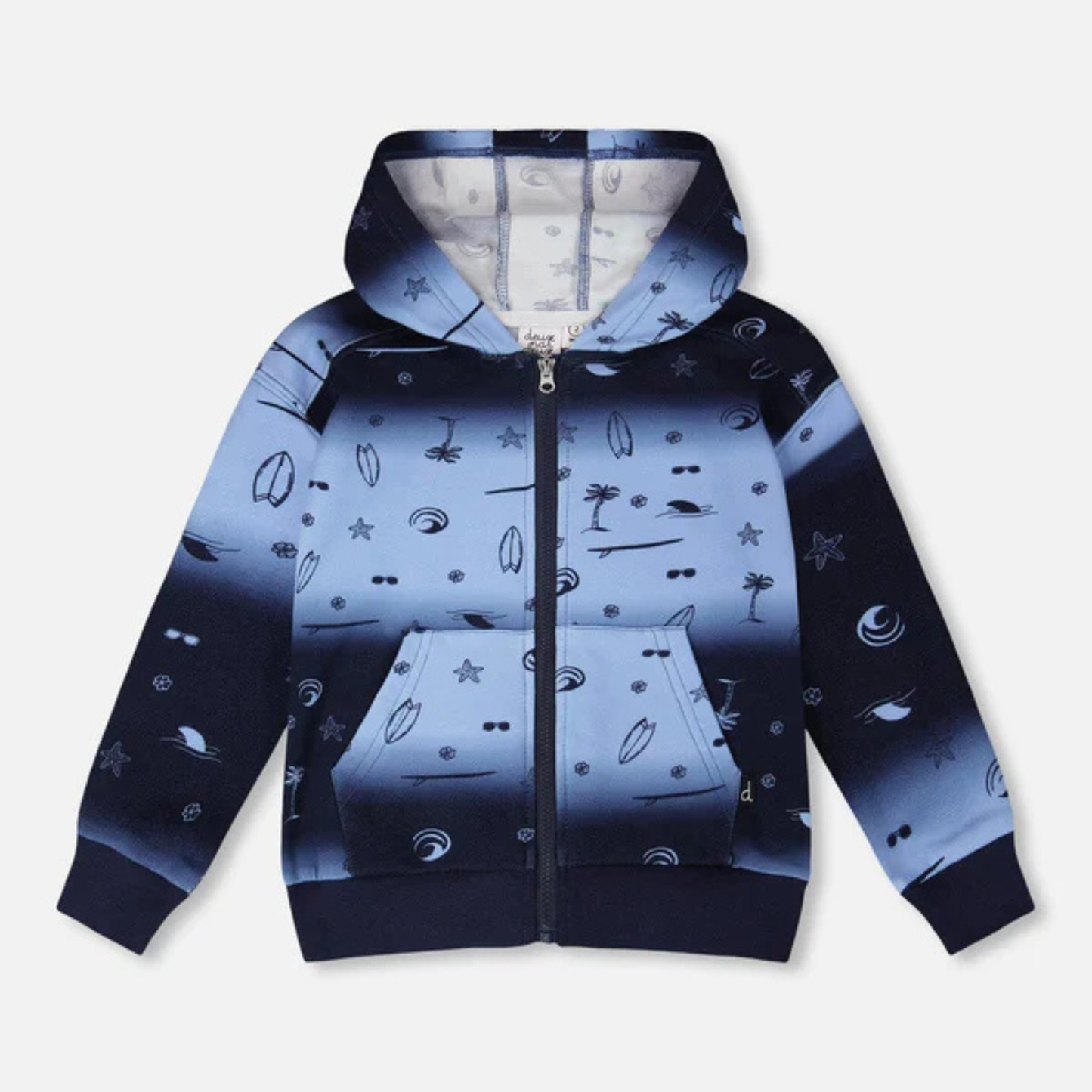 Blue surf terry zip hoodie