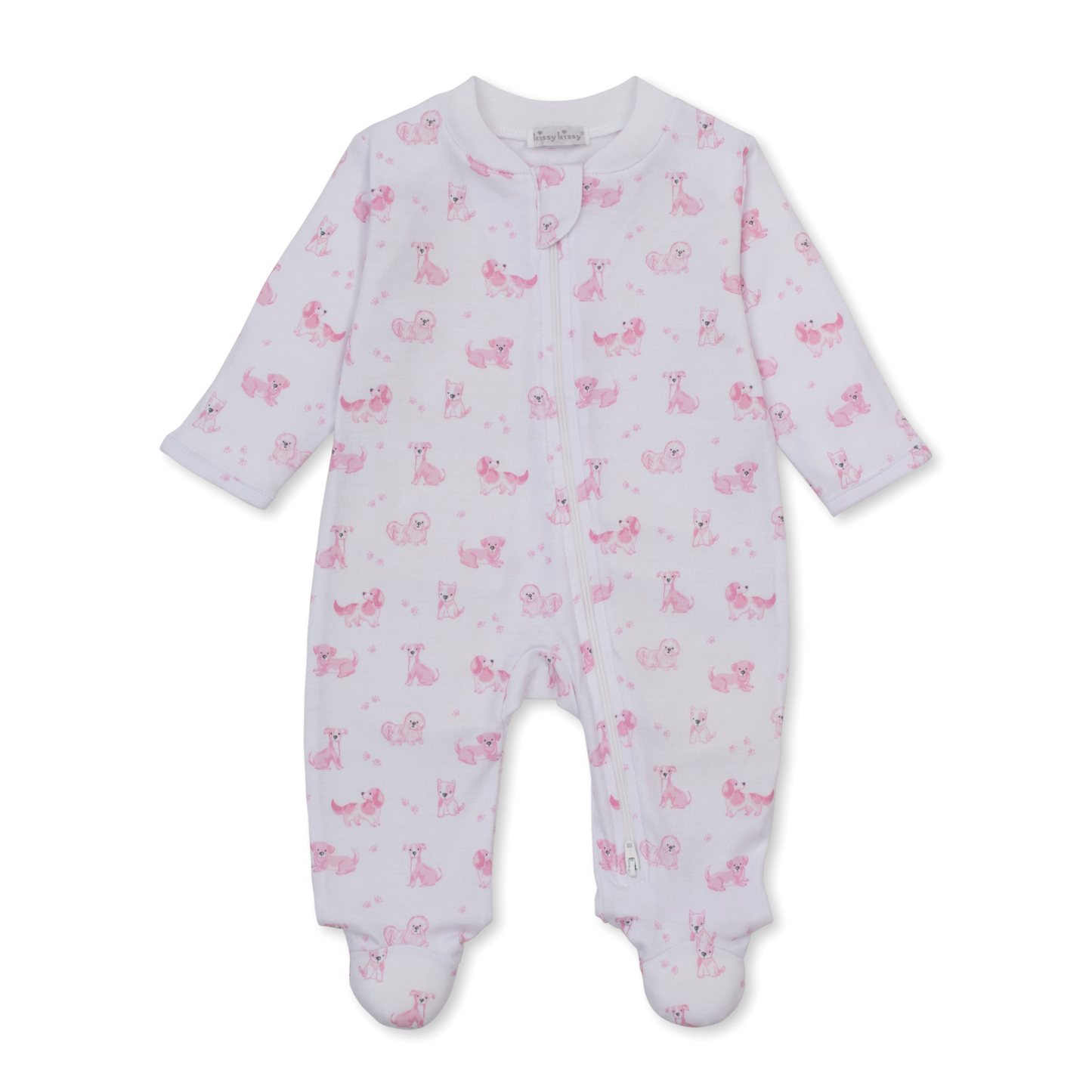 Puppy paws footie - pink