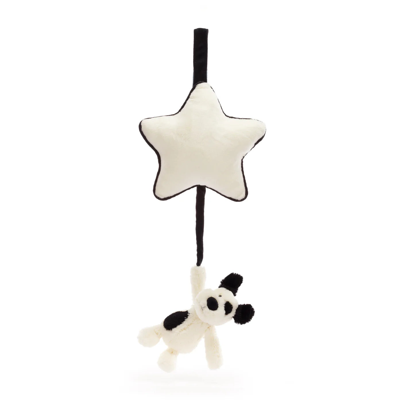 Bashful black & cream puppy musical pull