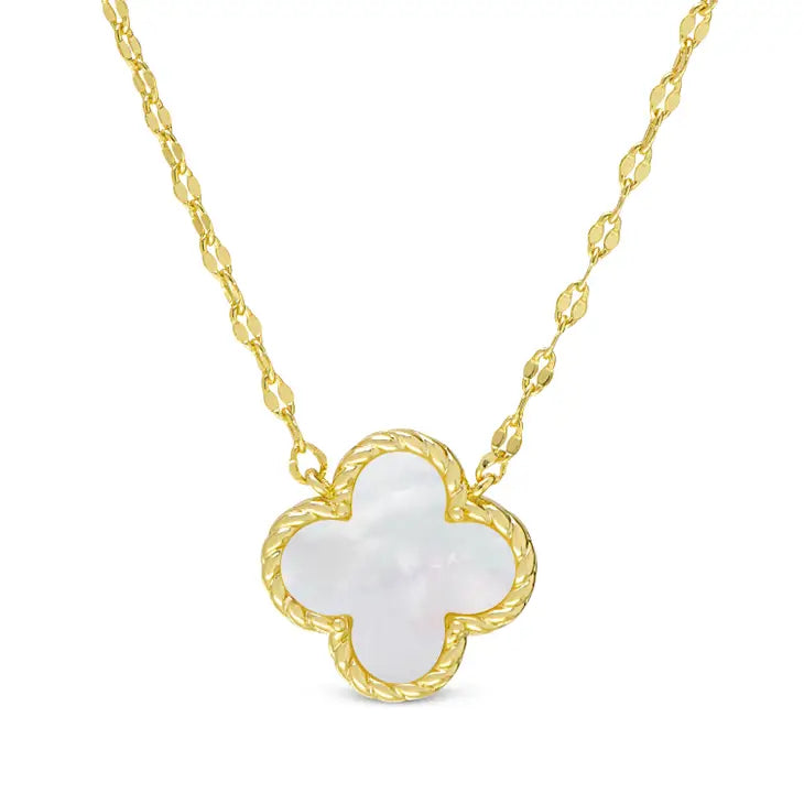 Mother of pearl clover necklace