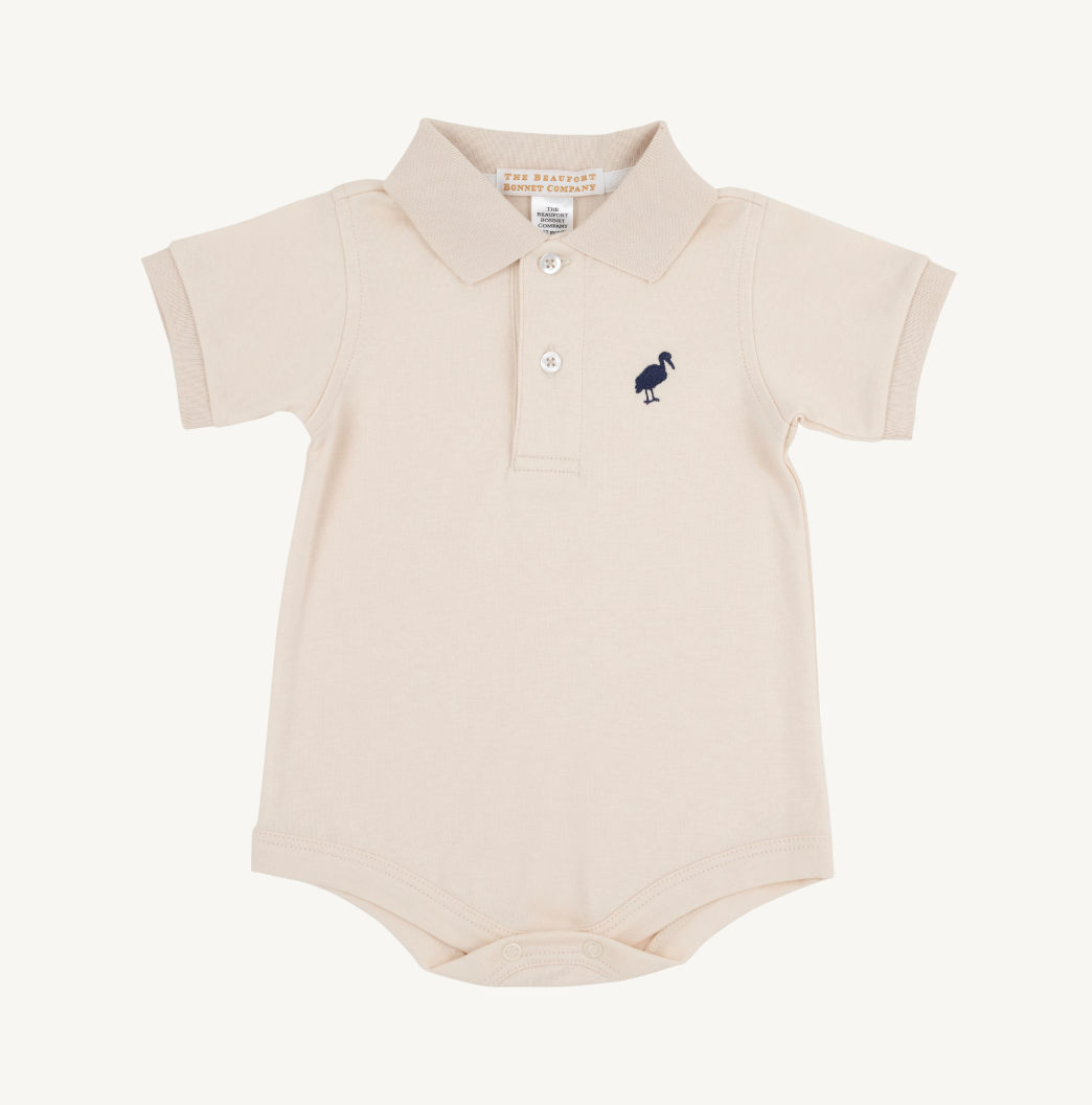 Prim and proper s/s onesie - osprey oatmeal