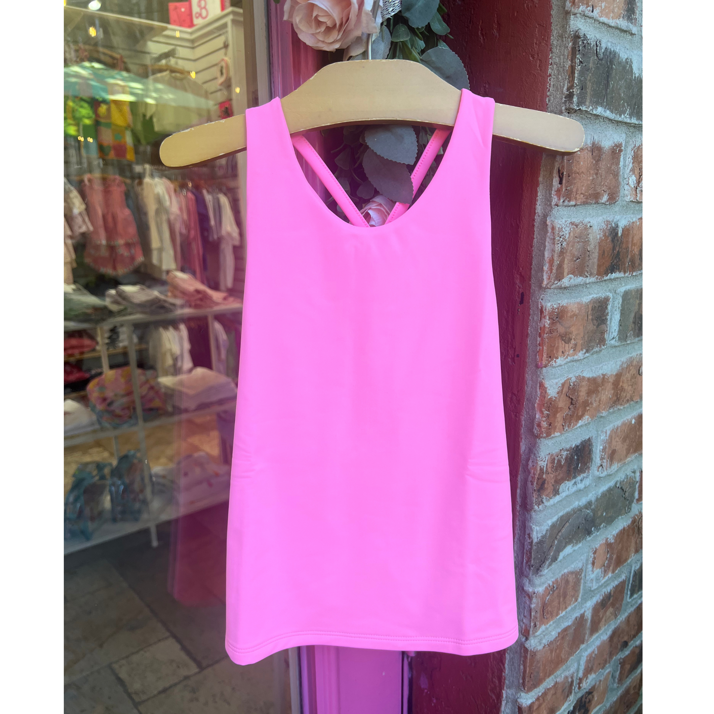Cross back top - cotton candy pink
