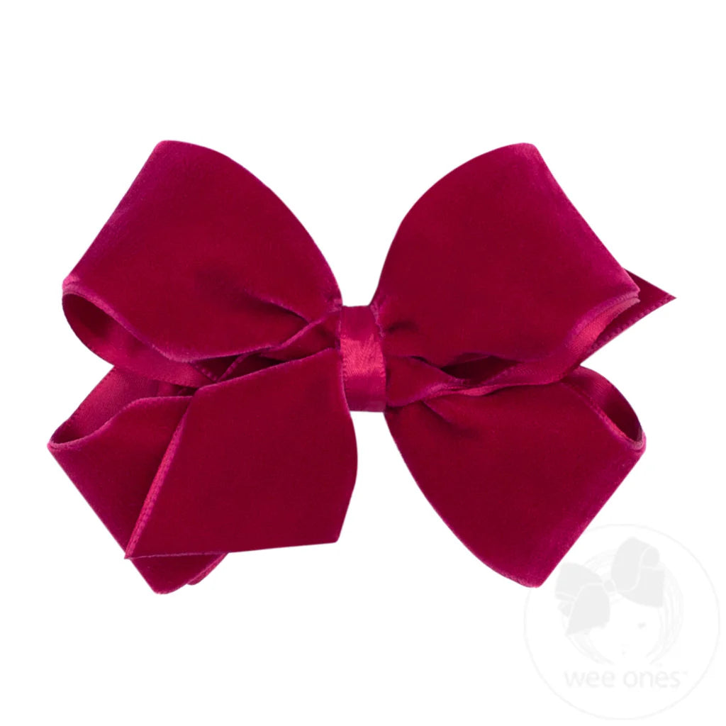 Small classic velvet bow - cardinal