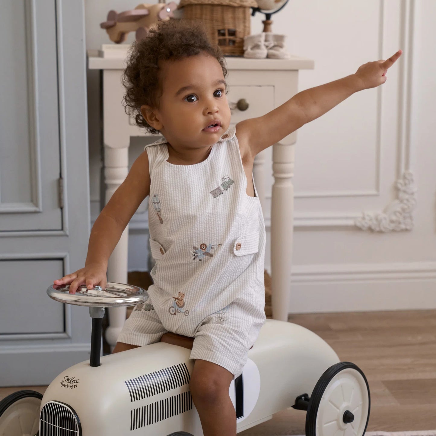 Dreamscape striped knit sleeveless shortall