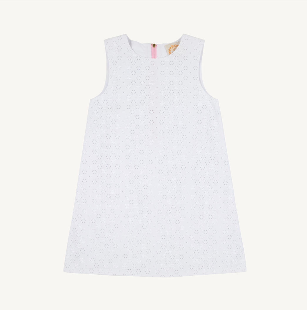 Sleeveless betts bow dress eyelet - worth ave white