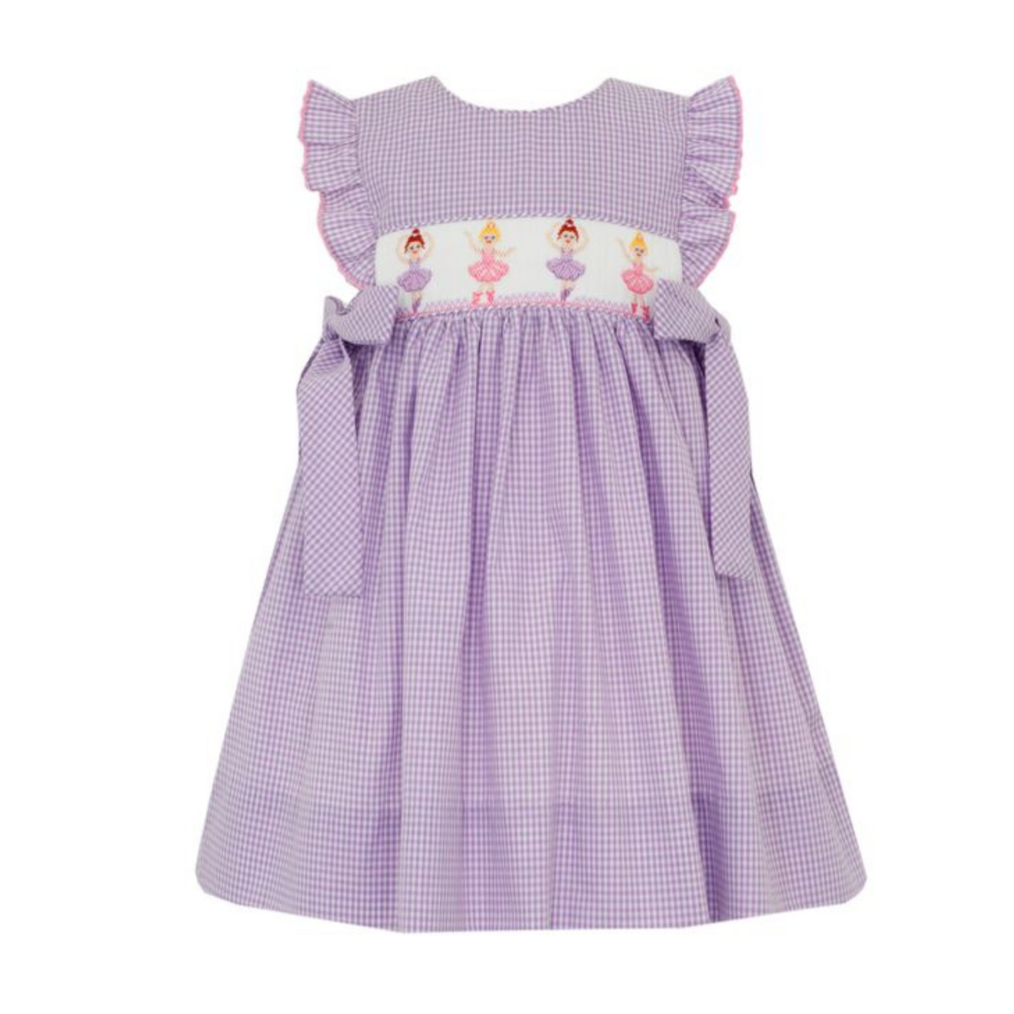 Ballerinas lilac gingham ruffle sleeves dress