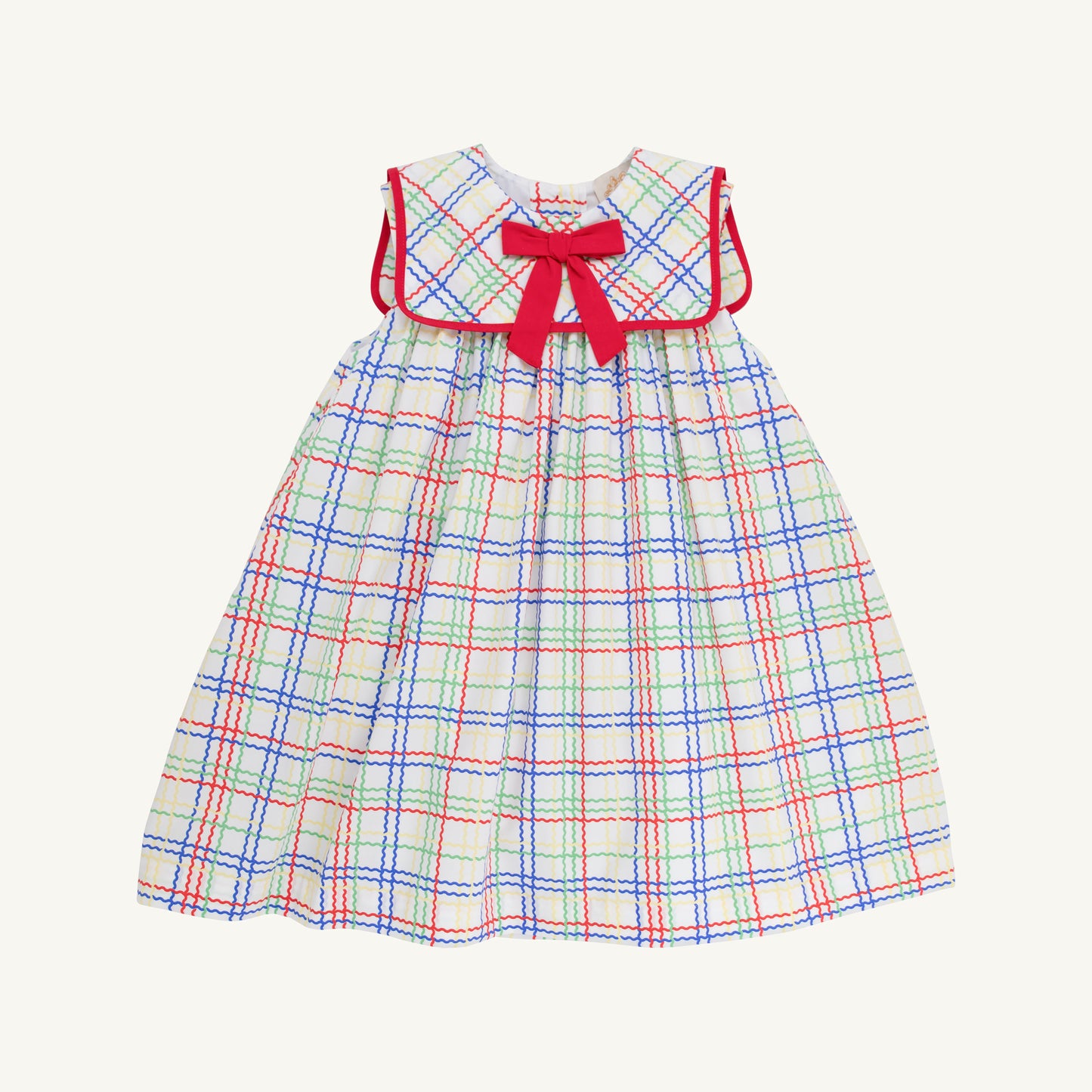 Sleeveless stewart's square collar dress - wellington windowpane