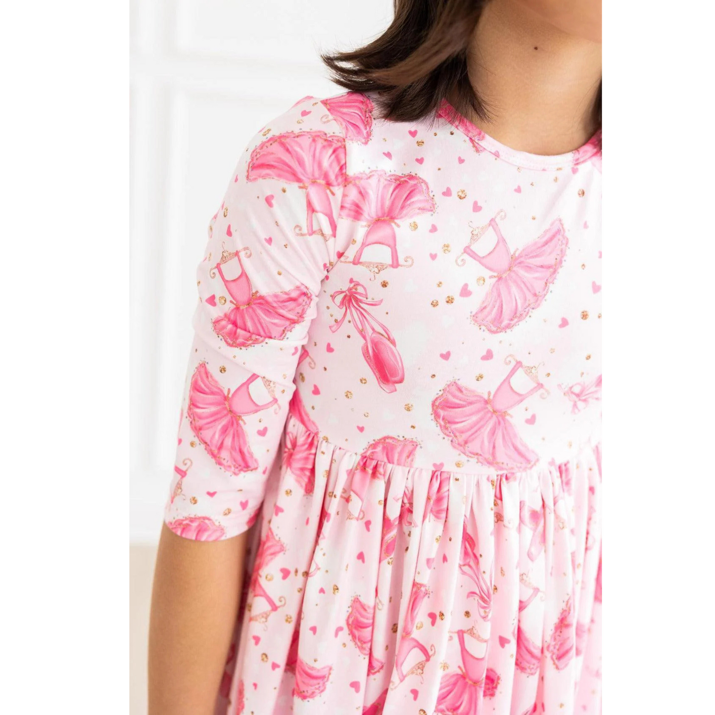 Pirouette 3/4 sleeve pocket twirl dress