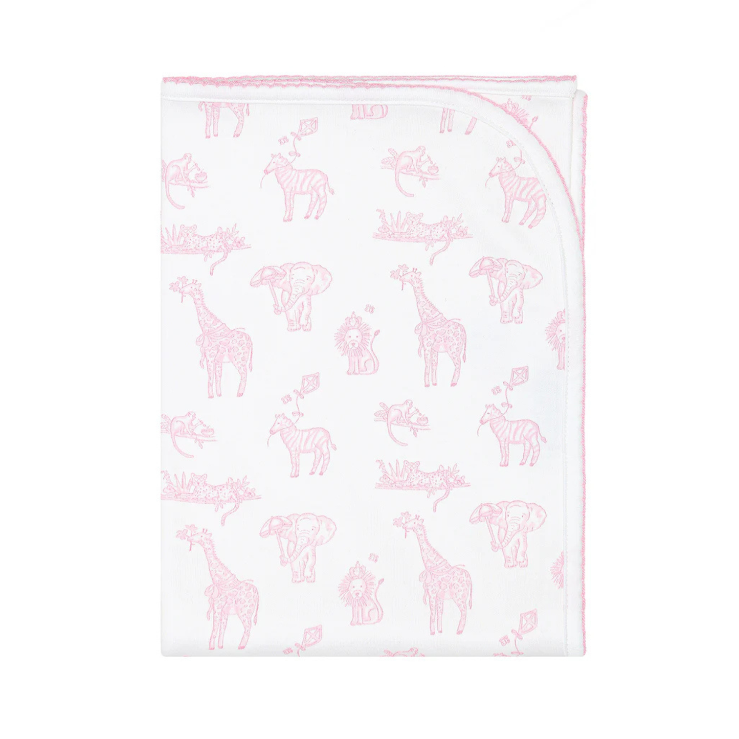 Pink safari receiving blanket