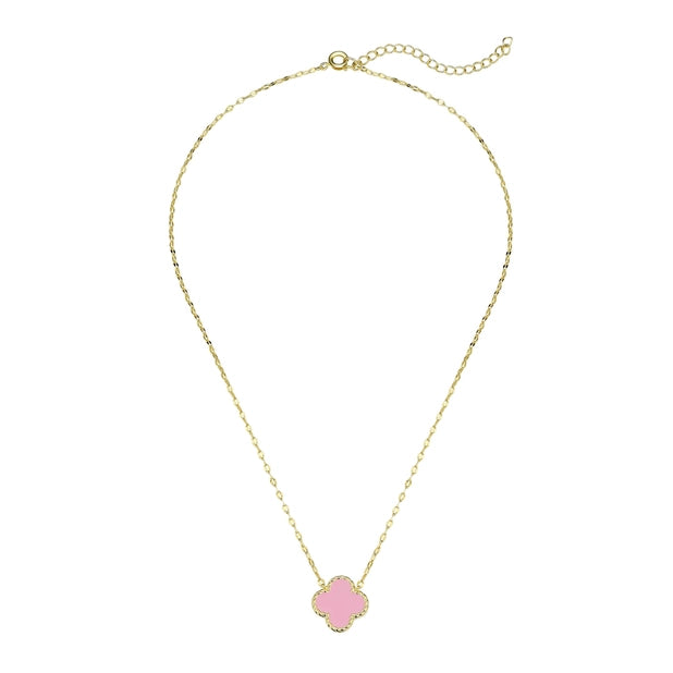 Four leaf clover necklace - pink