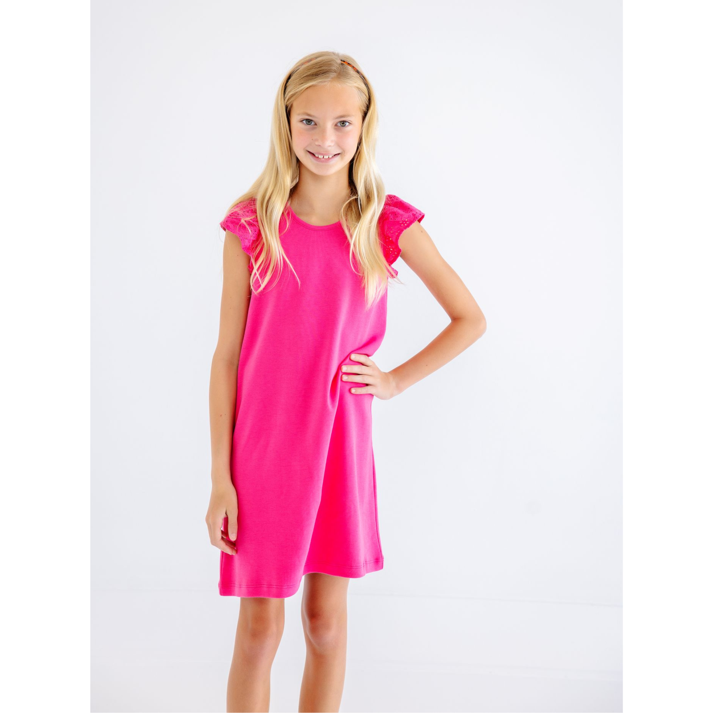 Ellen's eyelet dress - palm springs punch