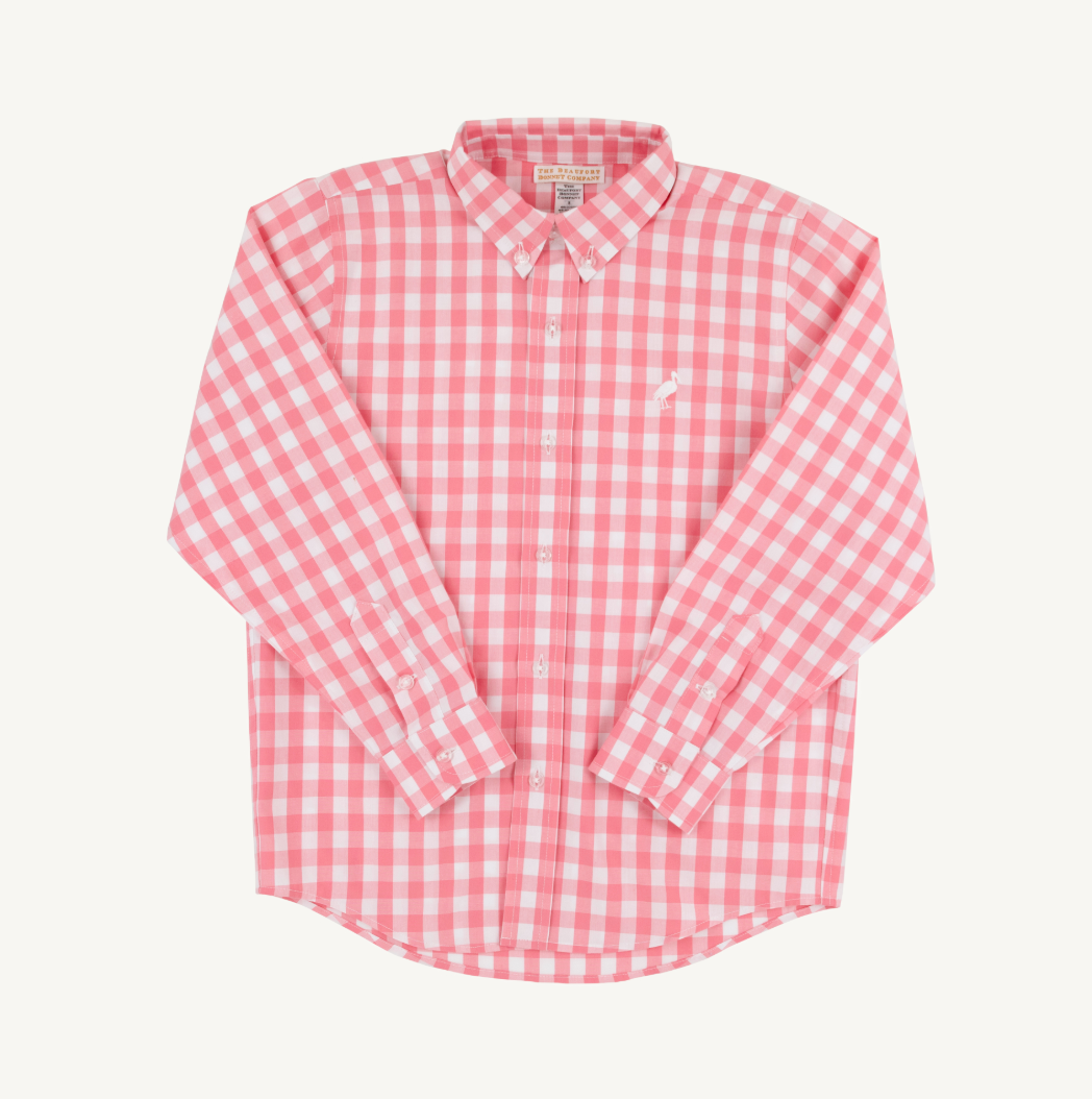 Dean's list dress shirt - parrot cay coral check