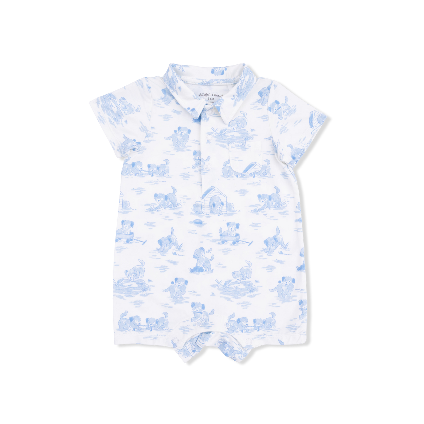 Puppy toile blue polo shortie