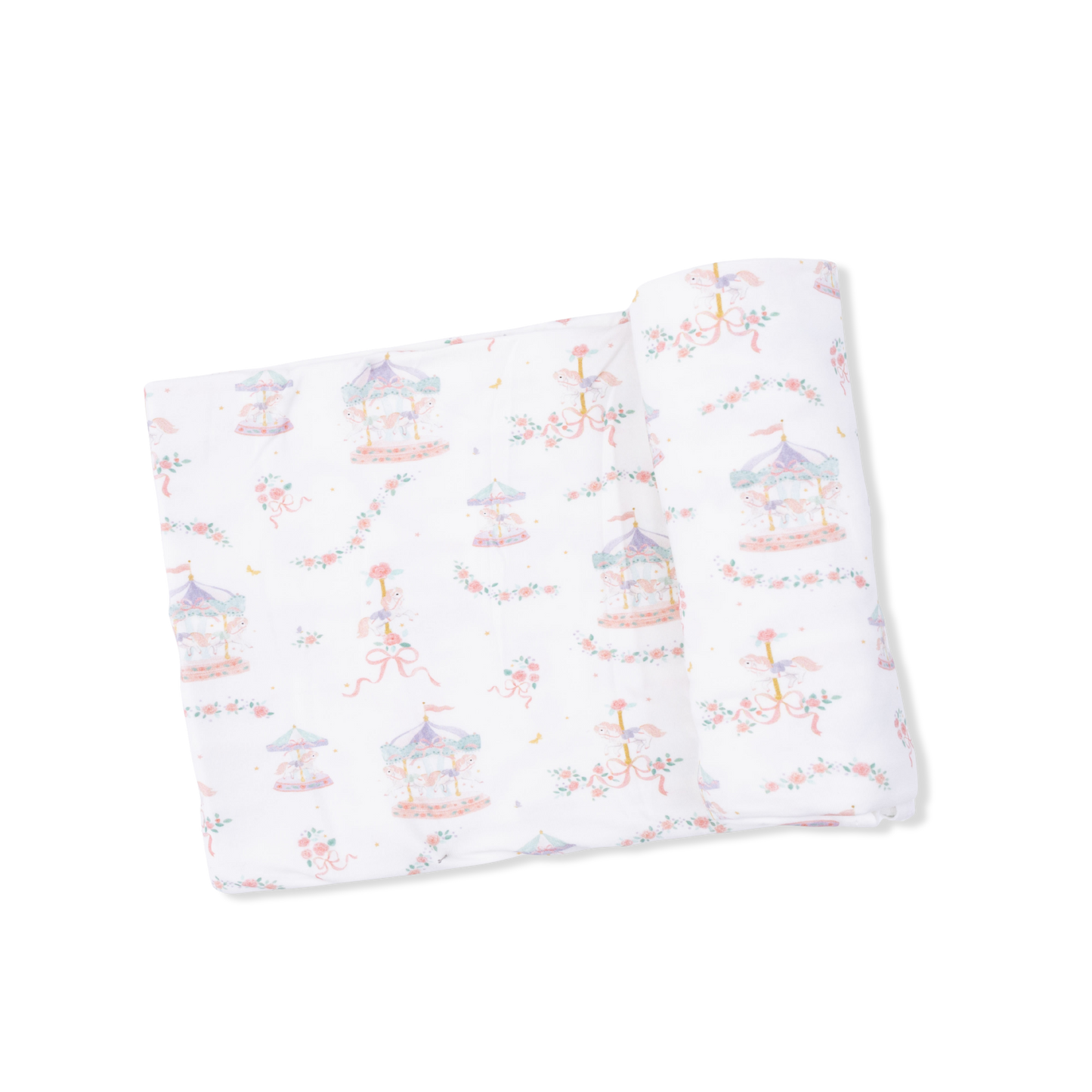Carousel w. bows swaddle blanket