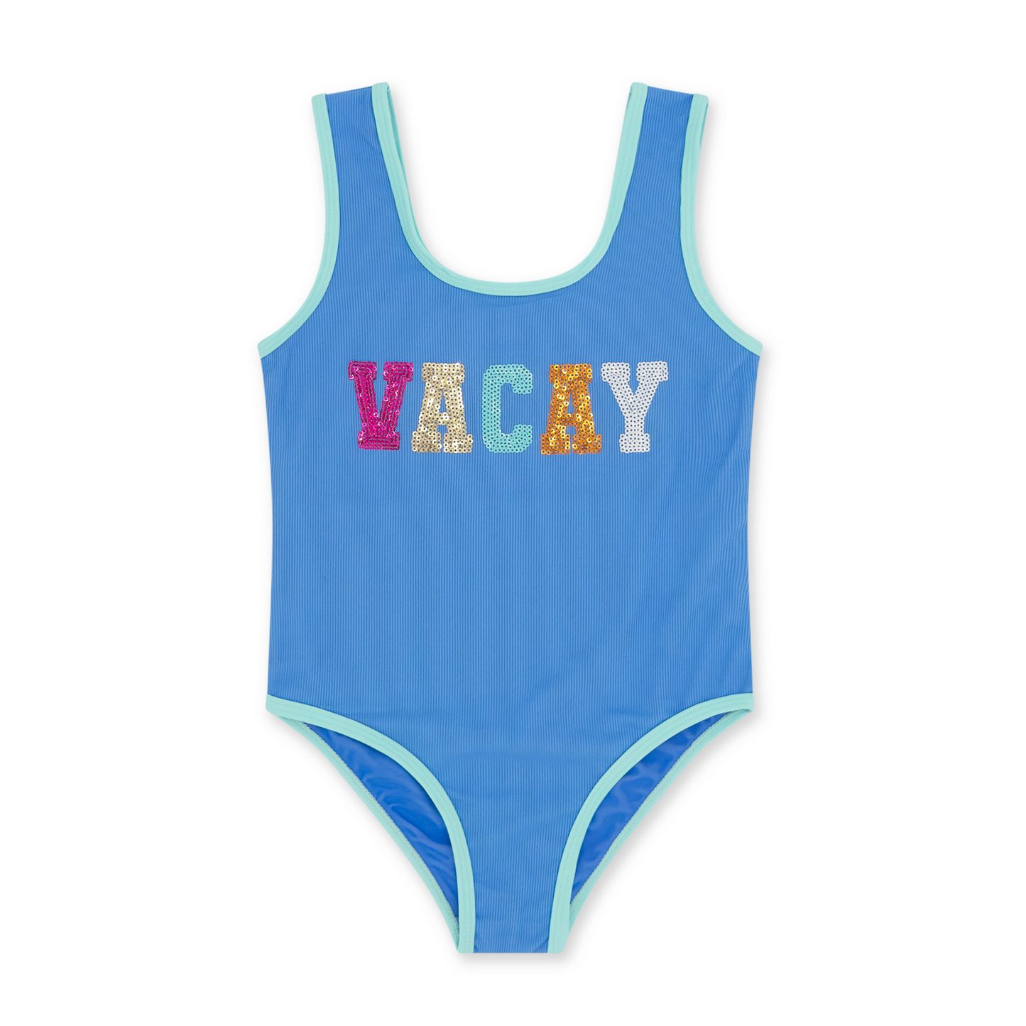 Vacay wave break one piece - blue jay