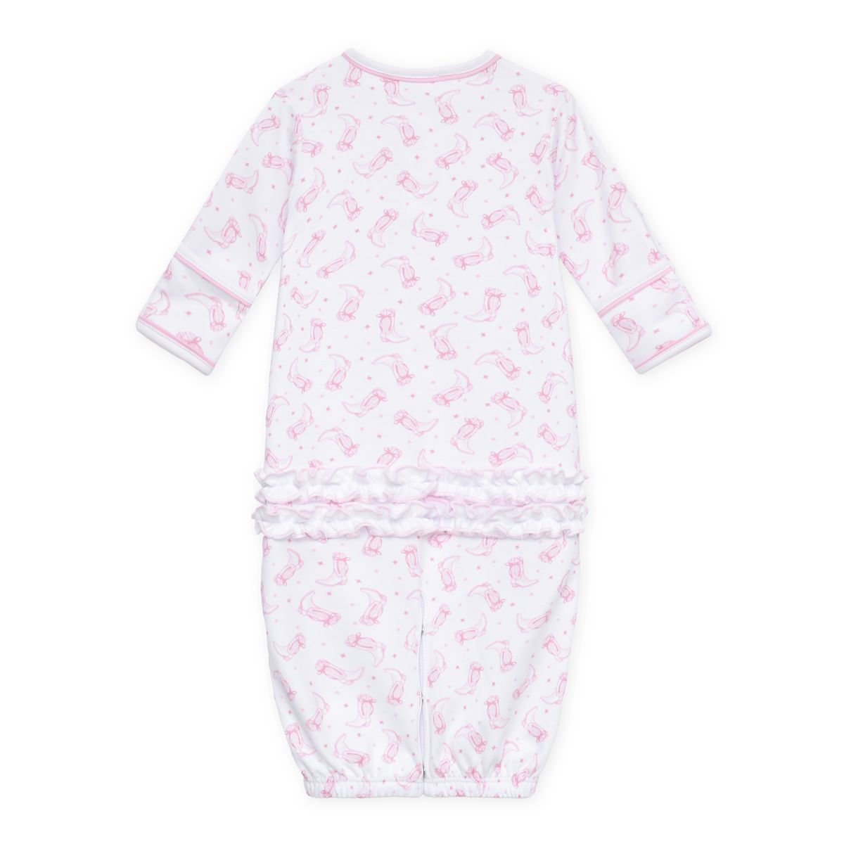 Darling cowboy boots pink ruffle conv. gown