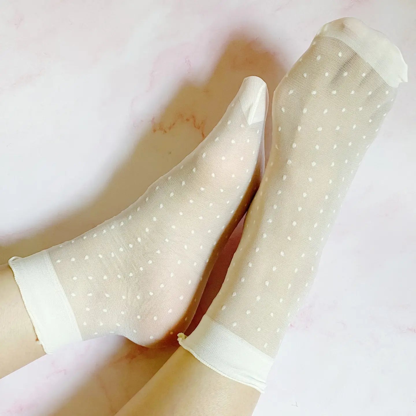 Dots and strawberries sheer socks