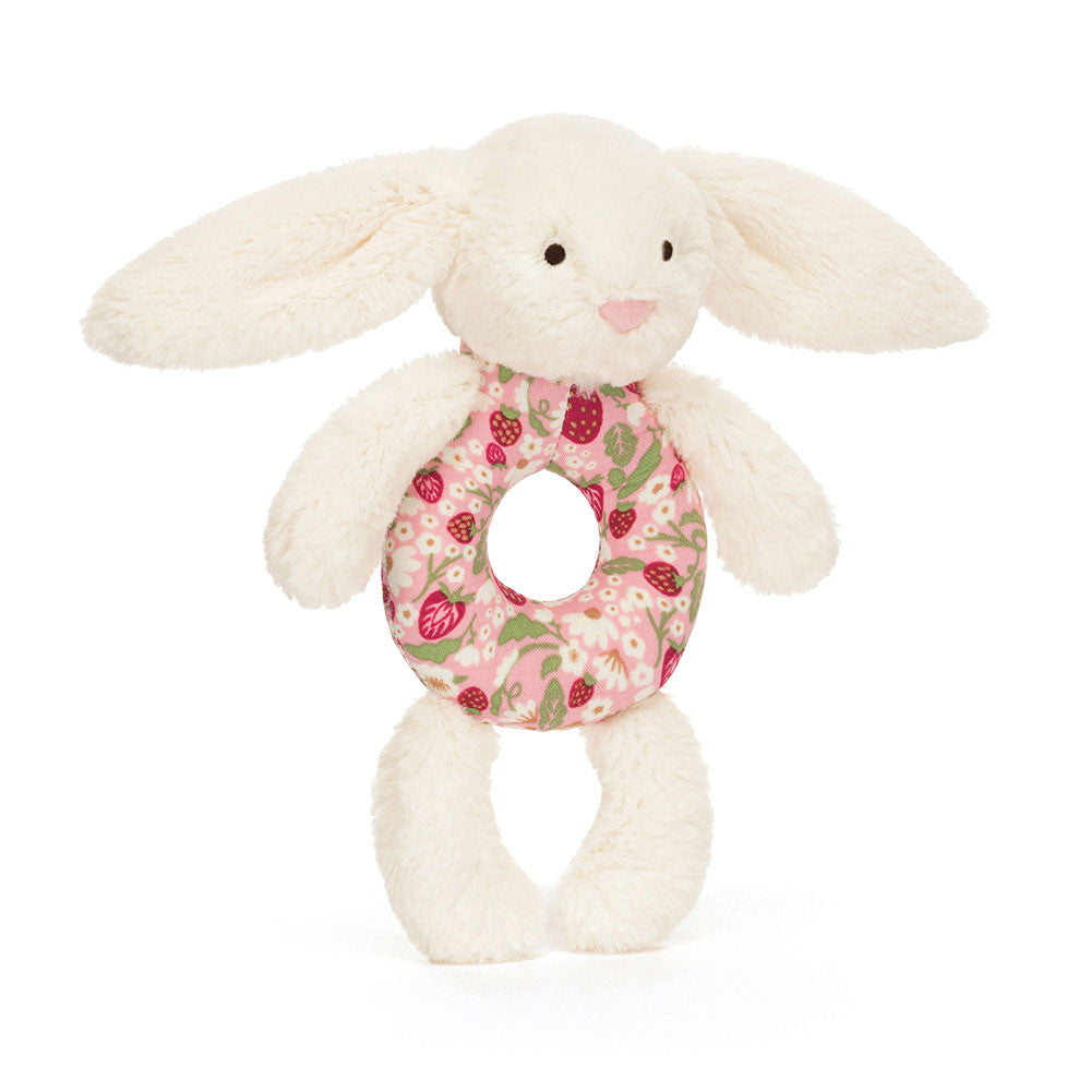 Blossom cream bunny "berry" ring rattle