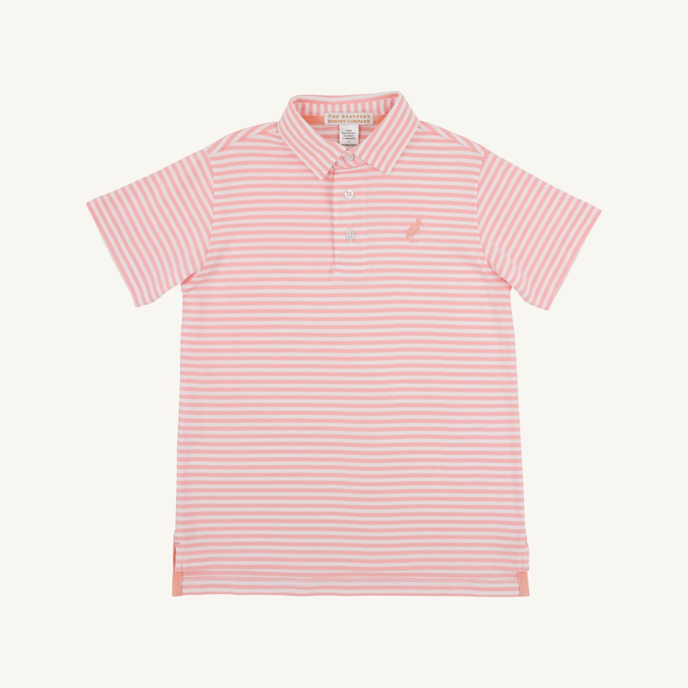 Prim and proper s/s polo - sanibel salmon stripe
