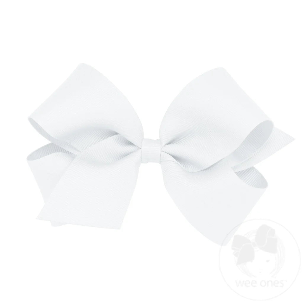 Medium classic hair bow - white
