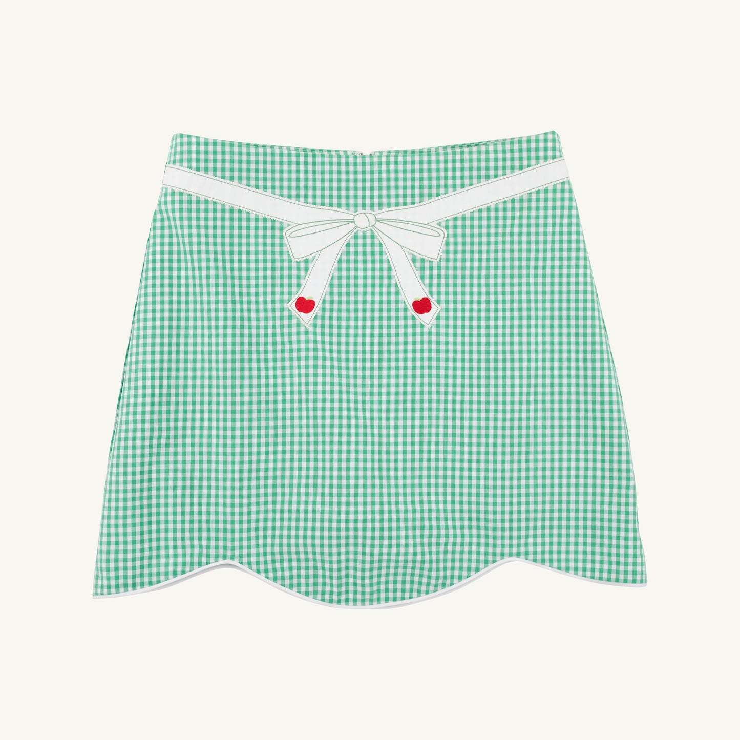 Perrin scallop skirt - gibson island green mini gingham