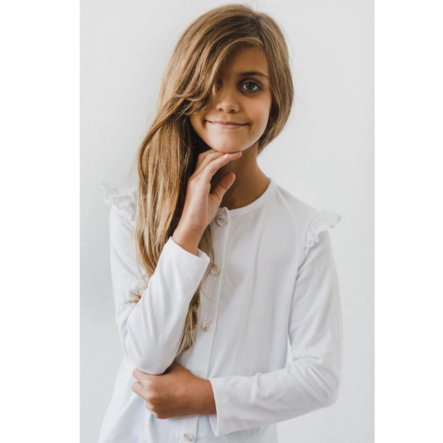 White ruffle cardigan