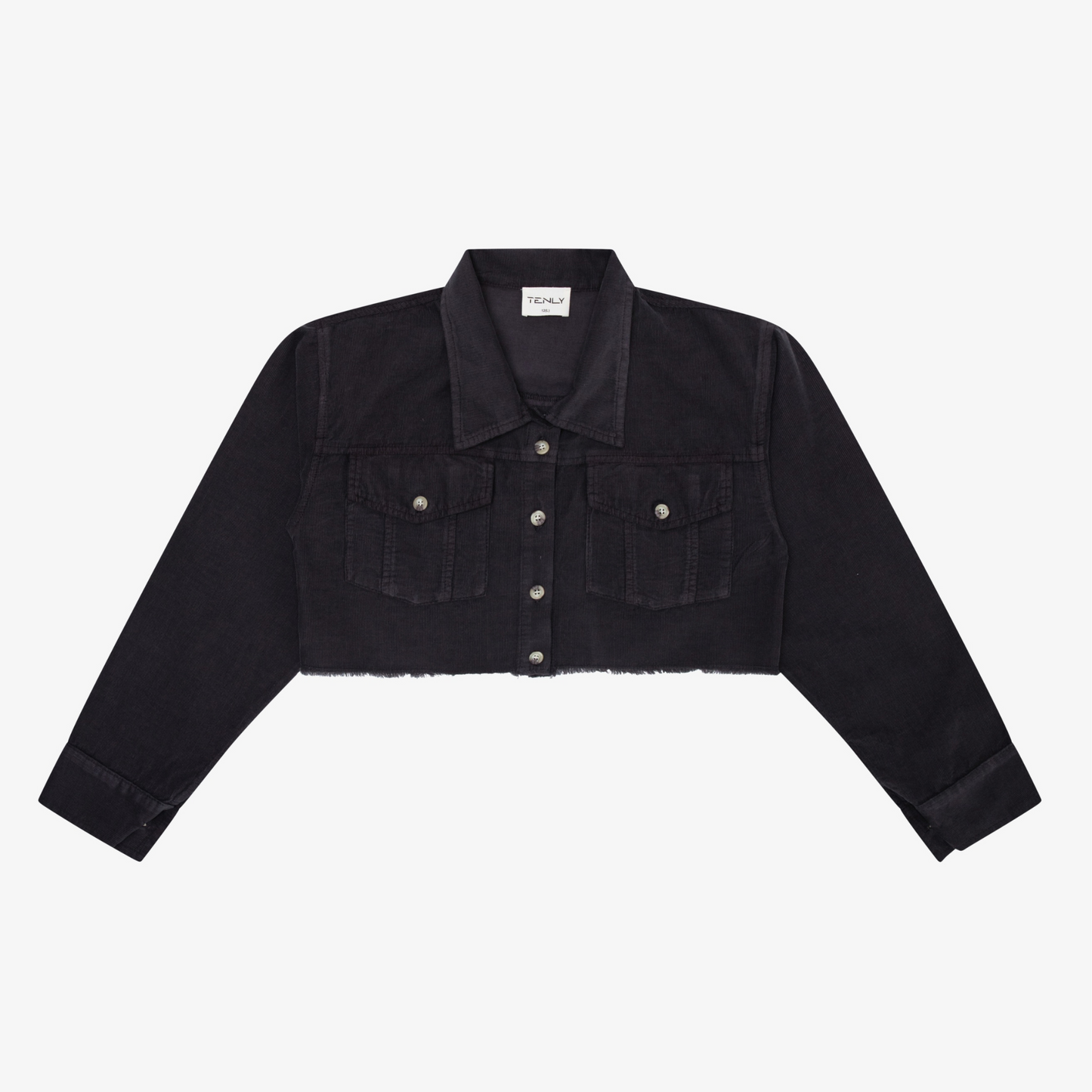 Corduroy utility raw edge crop jacket - dark shadow