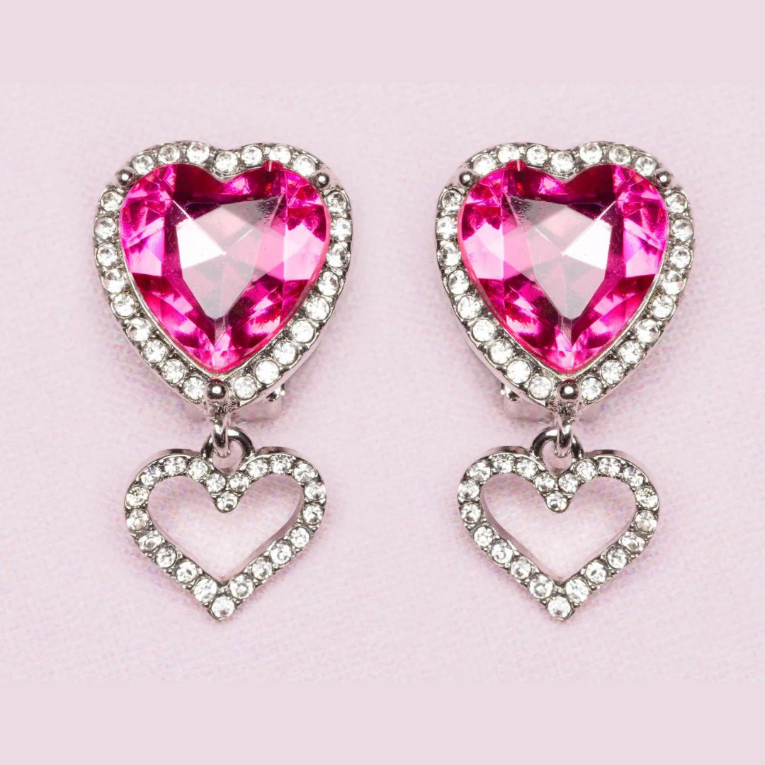 Boutique heart jewel clip on earrings