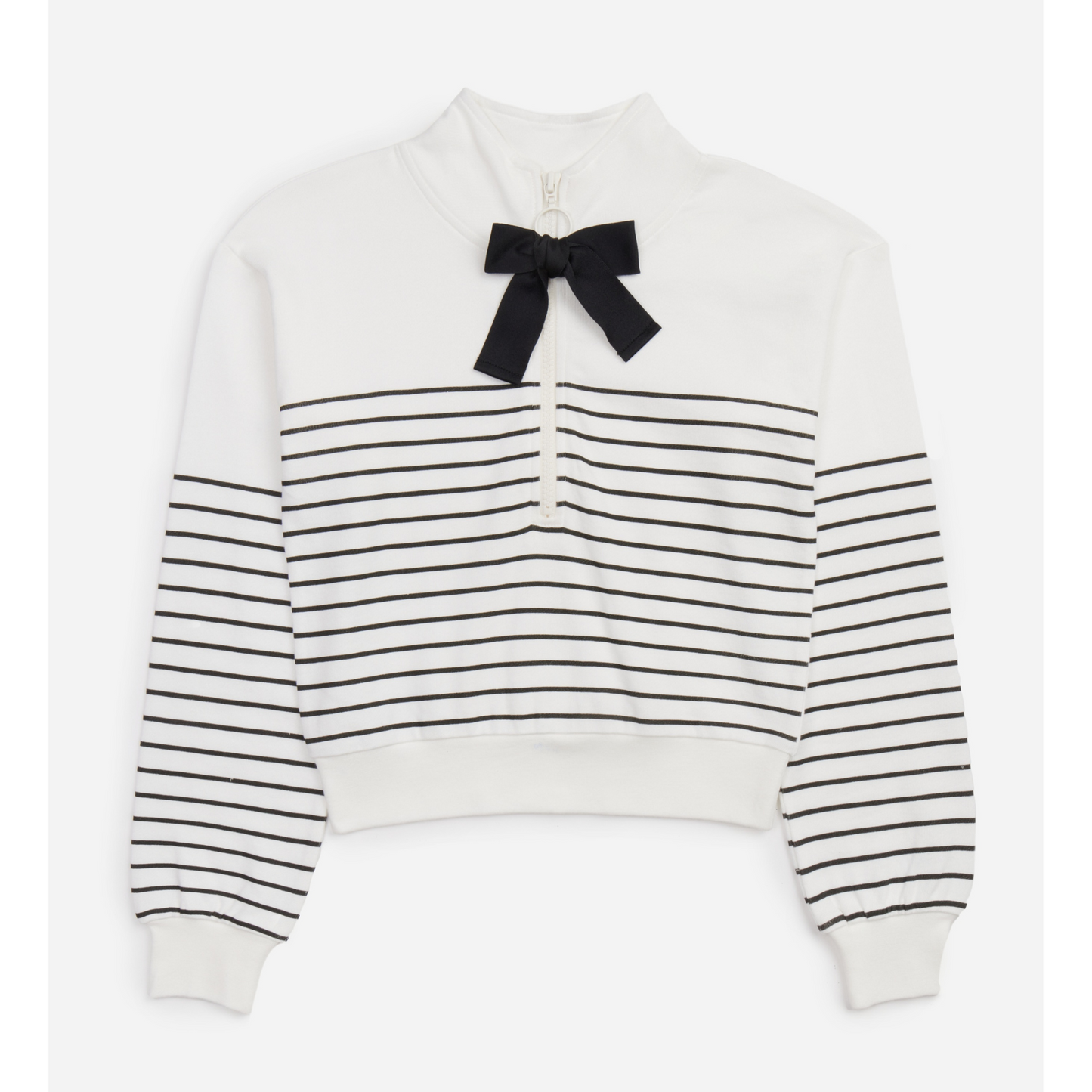 Chic stripe quarter zip sweater - black/white