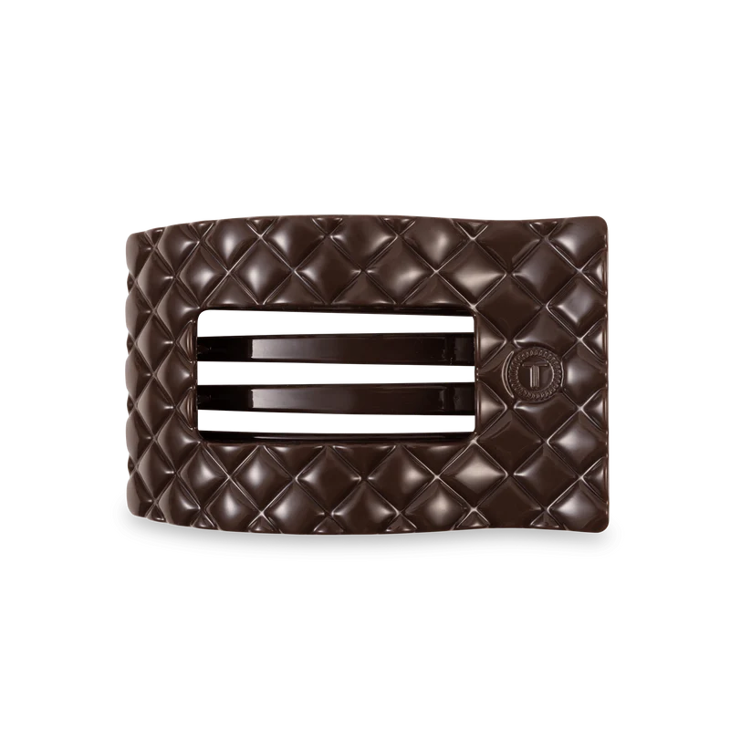 Quilted medium flat rectangle hair clip - truly taupe