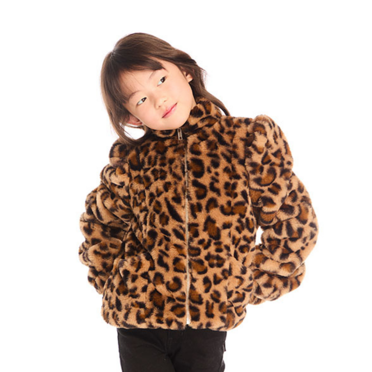 Leopard puff sleeve jacket