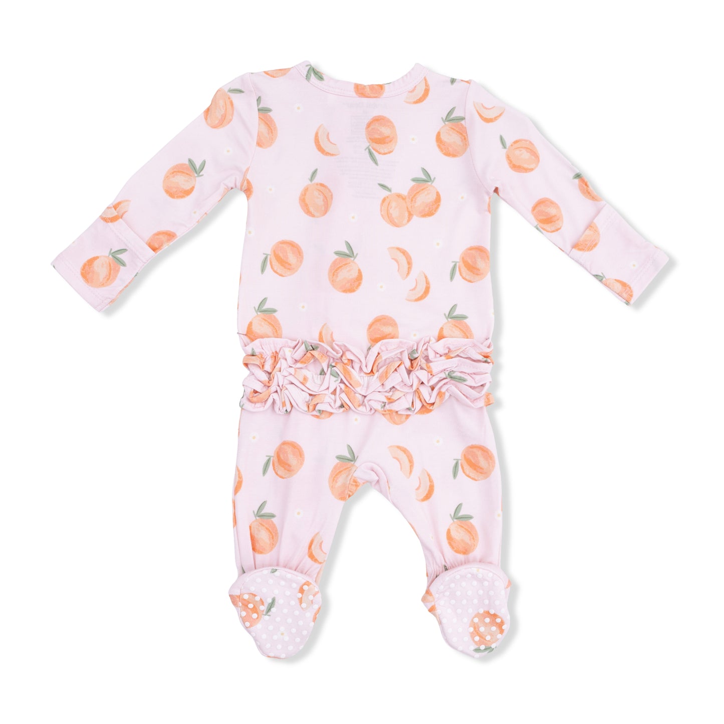 Sweet peach 2 way zipper ruffle footie