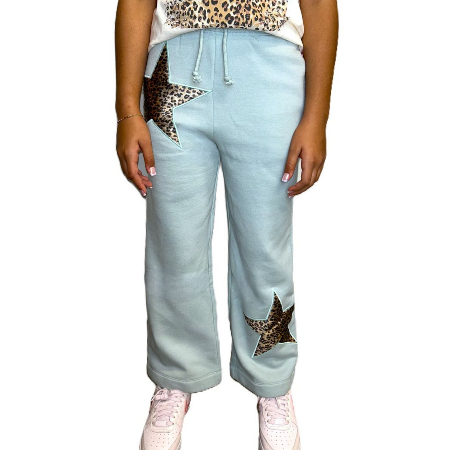 Velvet animal print stars sweatpants