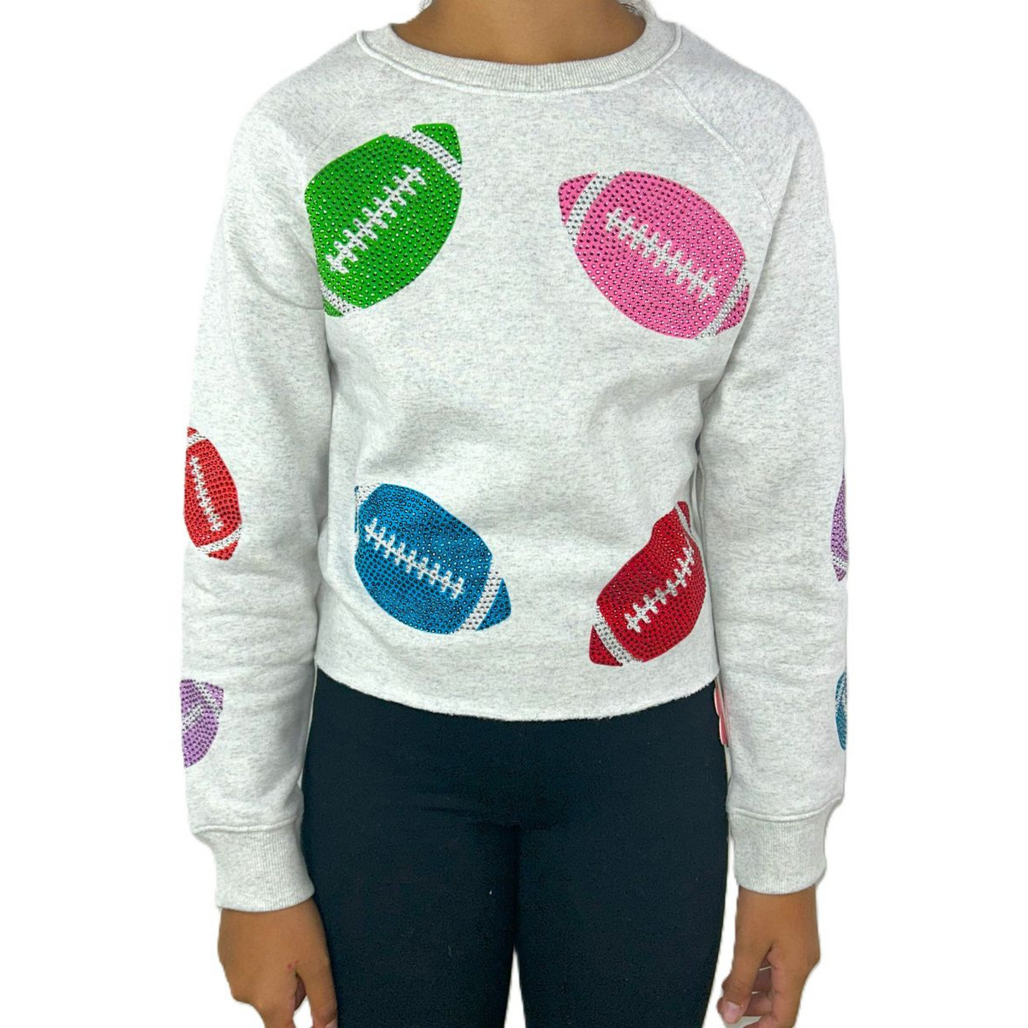 Rhinestone football sweatshirt
