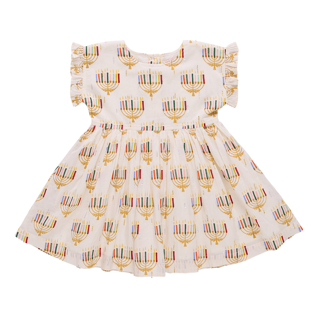 Adaline dress - colorful menorahs