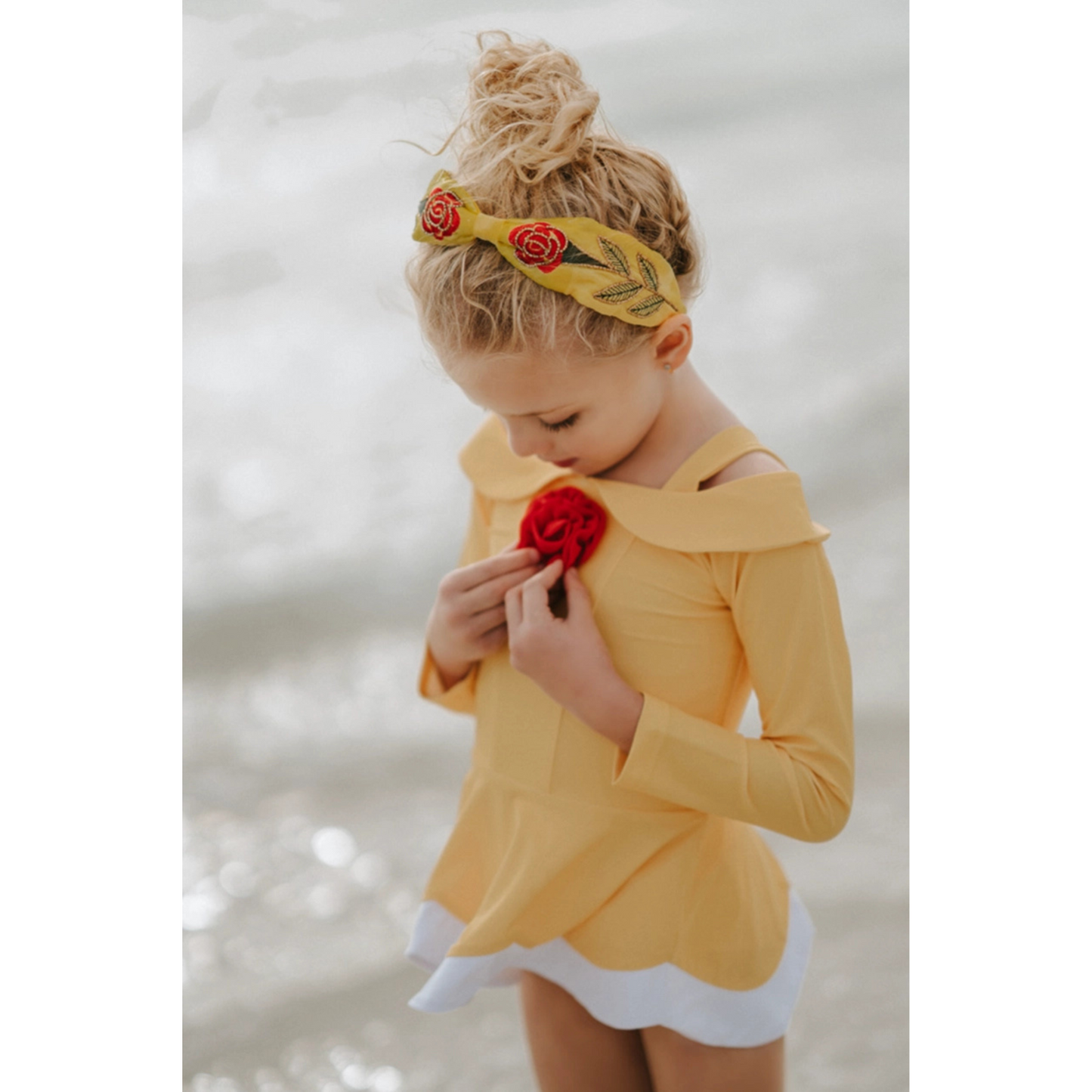 Red rose princess rashguard swimsuit