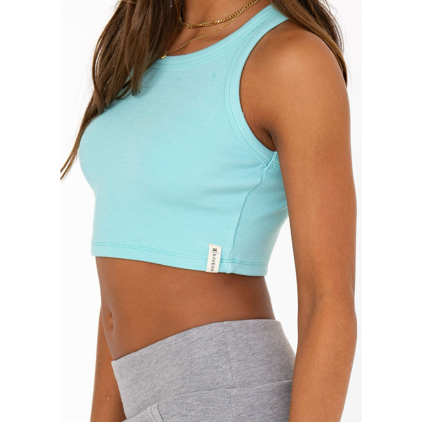 Ribbed racerback - aqua sky