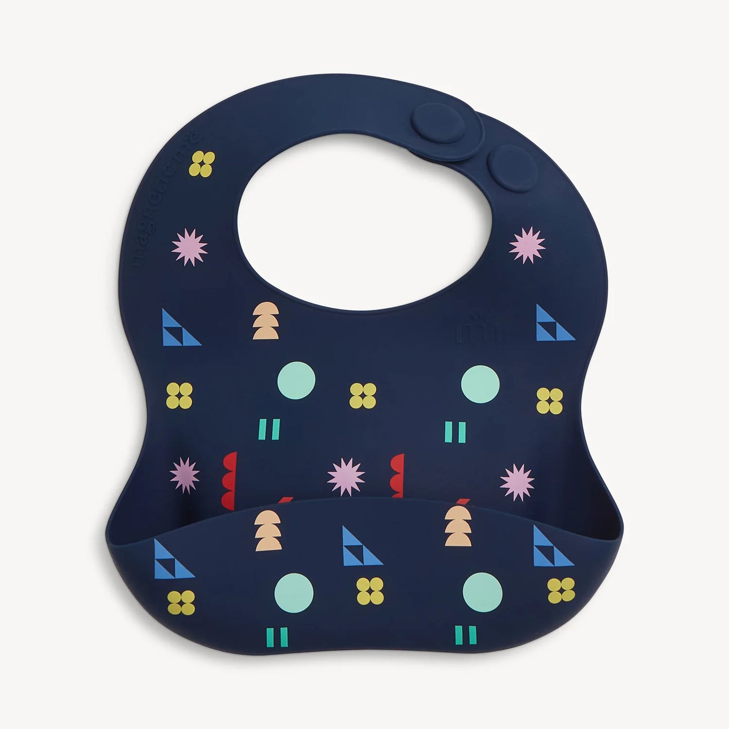 Silicone bib - navy geo