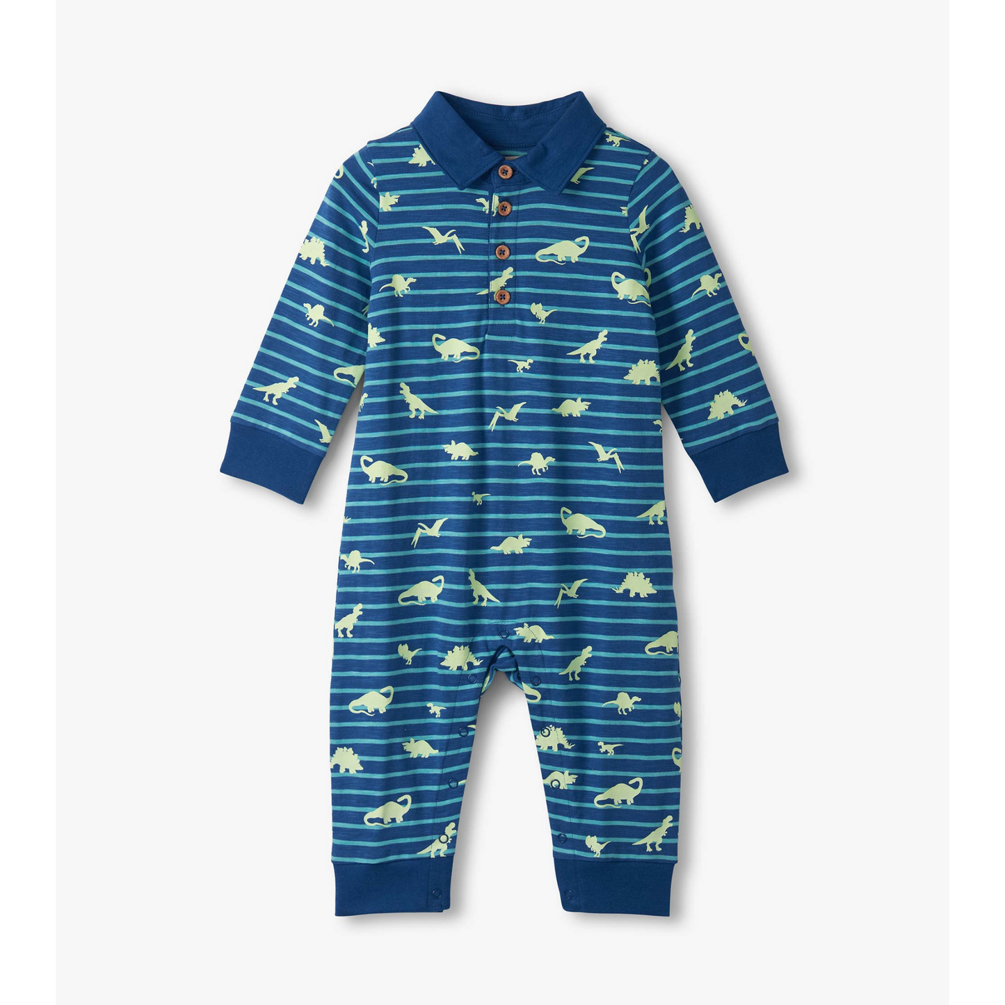 Mini dino polo glow in the dark polo romper