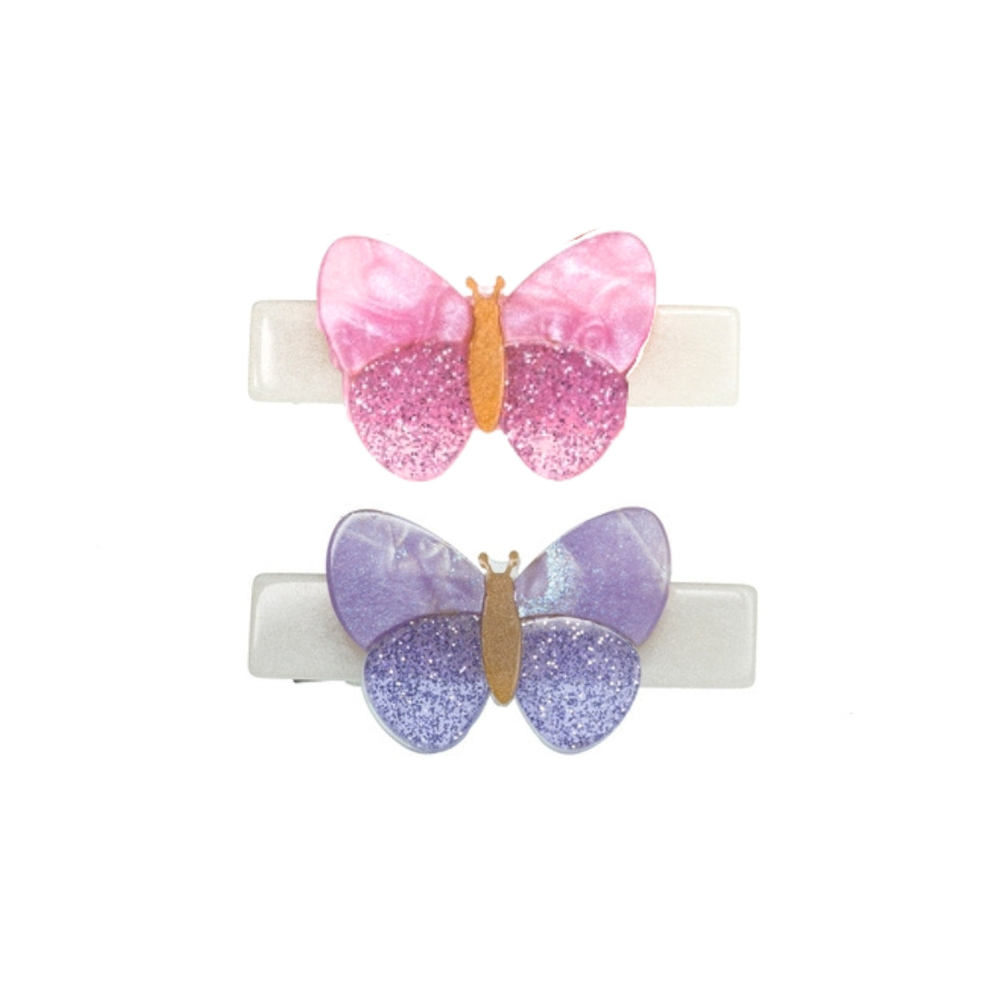 Shimmer butterflies hair clips - lilac/pink