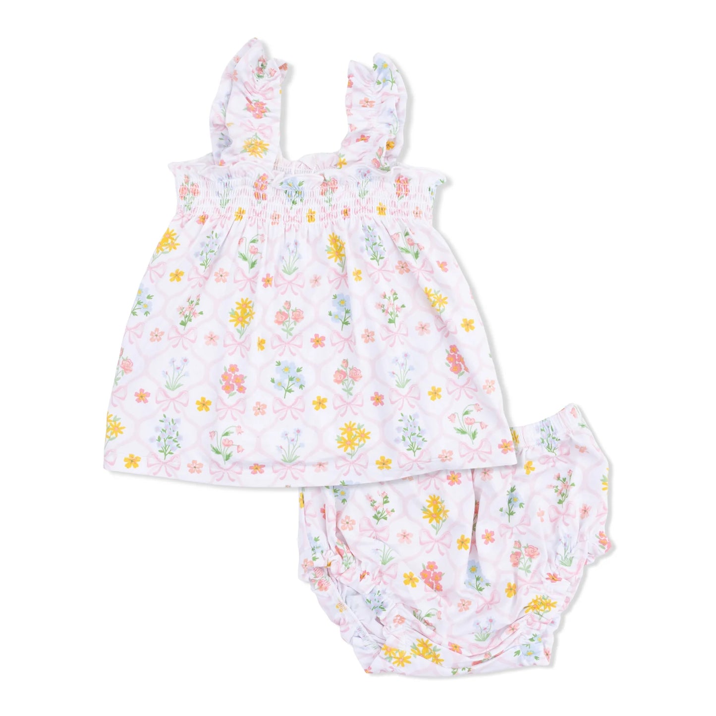 Spring blooms bow trellis ruffly strap top & bloomers