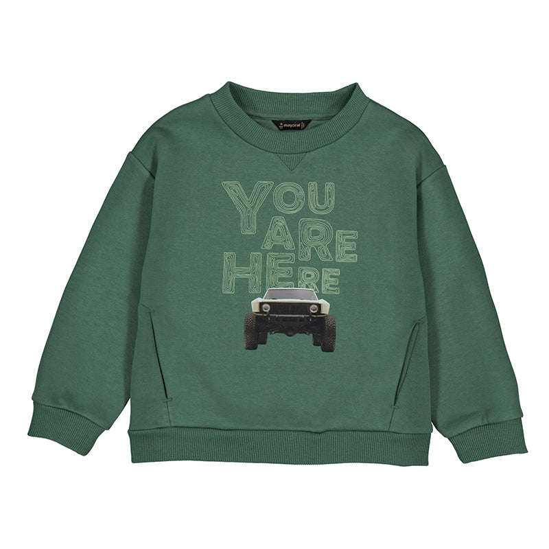 Car print pullover - fir