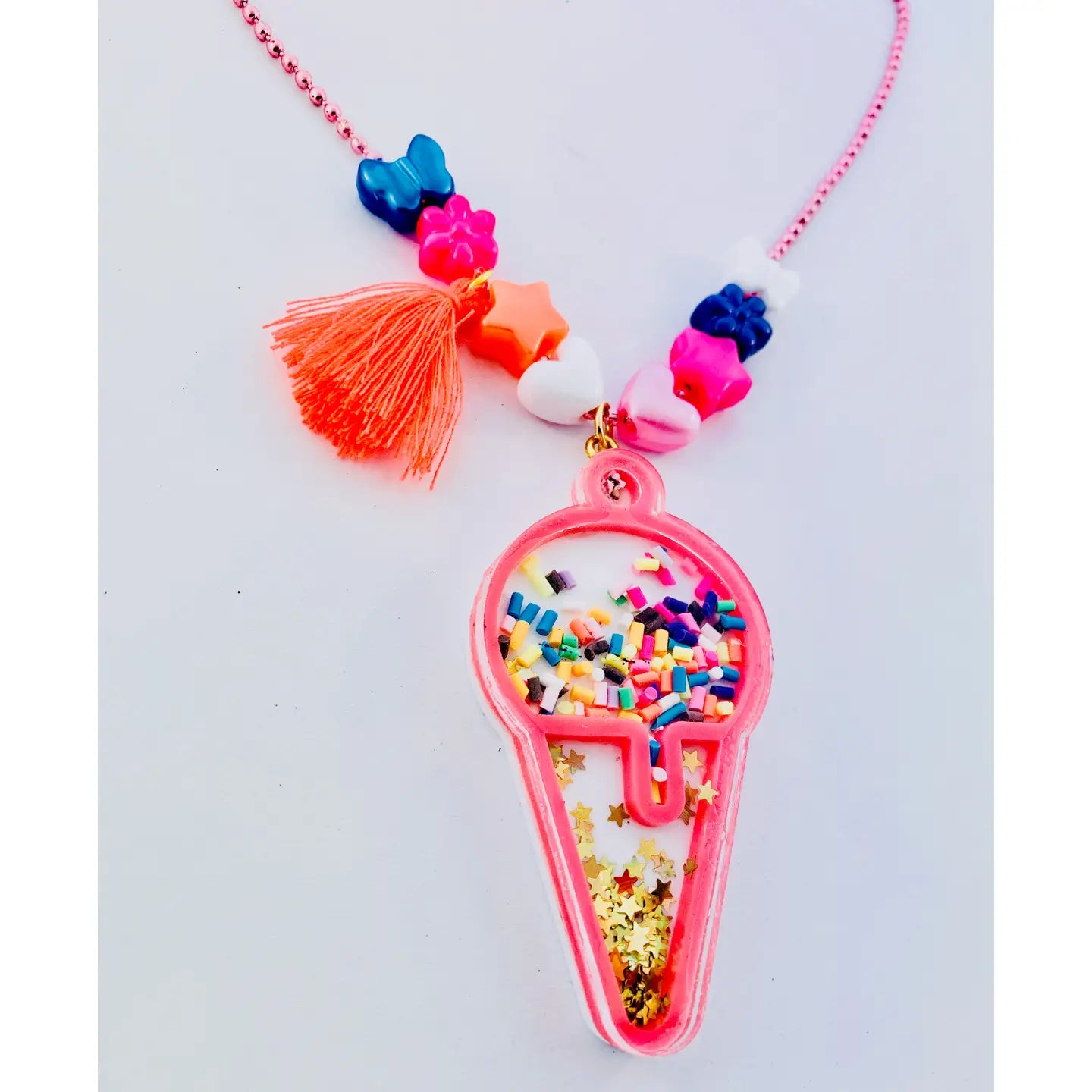 Ice cream shaker charm ball chain necklace