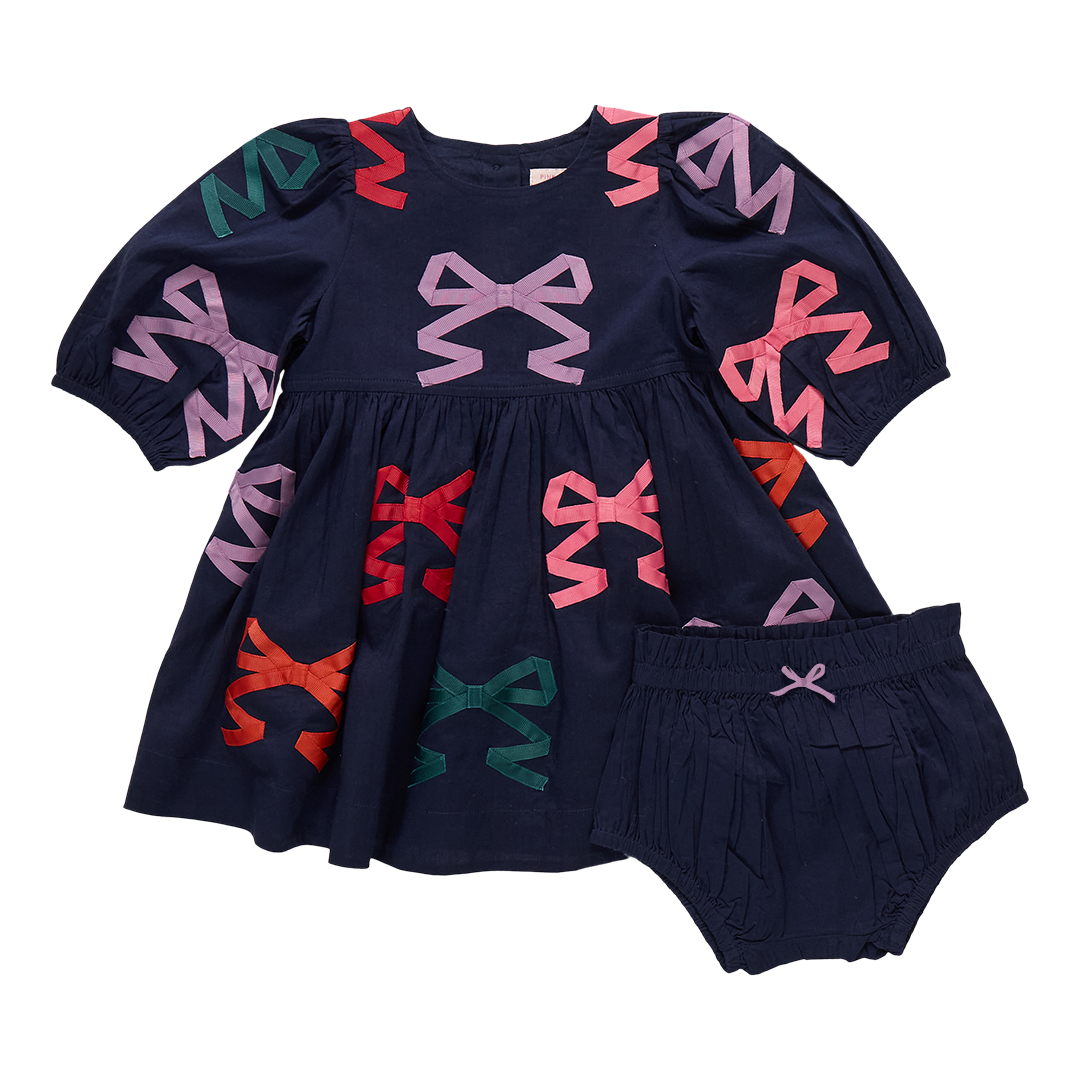 Brooke dress set - multi bow applique