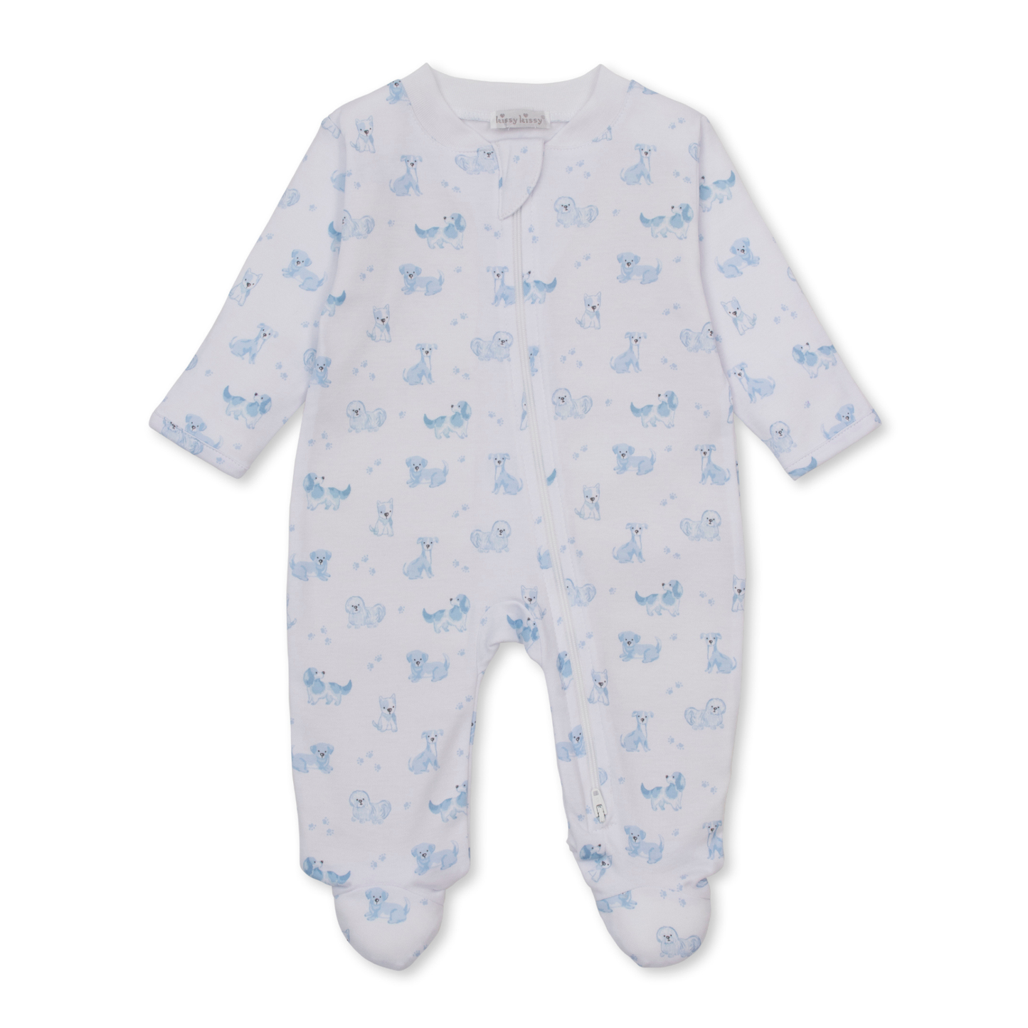 Puppy paws footie - blue