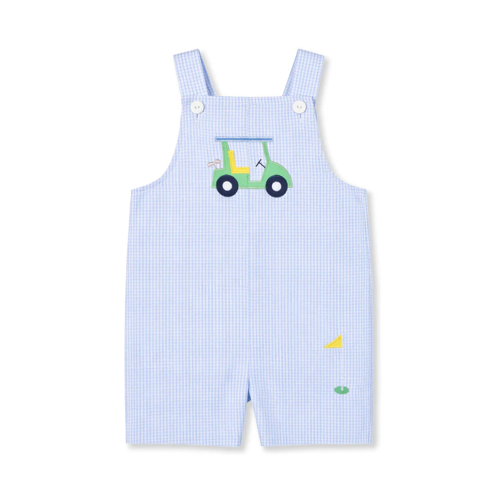 Golf cart check seersucker shortall